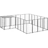 vidaXL Hundezwinger Schwarz 8,47 m² Stahl