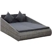 vidaXL Gartenbett Grau 110x200 cm Poly Rattan