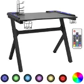 vidaXL Gaming-Schreibtisch mit LED Y-Gestell Schwarz 110x60x75 cm
