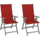 vidaXL Verstellbare Gartenstühle 2 Stk. mit Auflagen Massivholz Akazie
