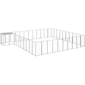 vidaXL Hundezwinger Silbern 31,46 m² Stahl