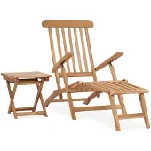 vidaXL Garten-Liegestuhl mit Fußstütze und Tisch Massivholz Teak