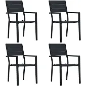 vidaXL Gartenstühle 4 Stk. Schwarz HDPE Holz-Optik