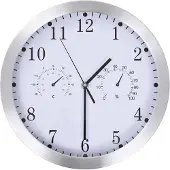 vidaXL Wanduhr mit Quarzwerk, Hygrometer und Thermometer 30 cm Weiß