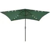 vidaXL Sonnenschirm mit LEDs und Stahl-Mast Grün 2x3 m