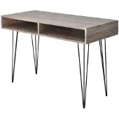 vidaXL Schreibtisch mit 2 Fächern Grau