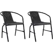 vidaXL Gartenstühle 2 Stk. Kunststoff Rattan-Optik und Stahl 110 kg