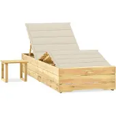 vidaXL Garten-Sonnenliege mit Tisch und Auflage Kiefer Imprägniert