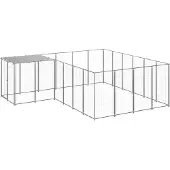 vidaXL Hundezwinger Silbern 8,47 m² Stahl