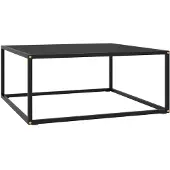 vidaXL Couchtisch Schwarz mit Schwarzem Glas 80x80x35 cm