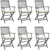vidaXL Klappbare Gartenstühle 6 Stk. mit Sitzkissen Massivholz Akazie