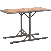 vidaXL Gartentisch Anthrazit Poly Rattan und Massivholz Akazie