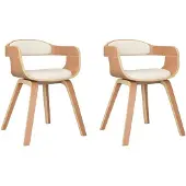 vidaXL Esszimmerstühle 2 Stk. Creme Bugholz und Kunstleder