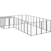 vidaXL Hundezwinger Schwarz 10,89 m² Stahl