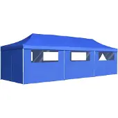 vidaXL Faltzelt Partyzelt Pop-Up mit 8 Seitenwänden 870x291x315 cm Blau
