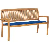vidaXL Stapelbare Gartenbank mit Auflage 159 cm Massivholz Teak