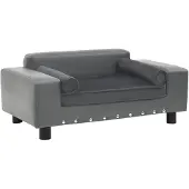 vidaXL Hundesofa Grau 81x43x31 cm Plüsch und Kunstleder
