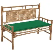 vidaXL Gartenbank mit Auflage 120 cm Bambus