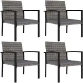 vidaXL Garten-Essstühle 4 Stk. Poly Rattan Grau