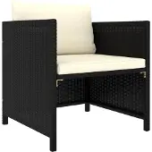 vidaXL Gartensofa mit Kissen Schwarz Poly Rattan