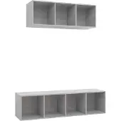 vidaXL 2-tlg. TV-Schrank-Set Betongrau Holzwerkstoff