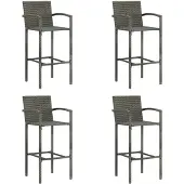 vidaXL Barhocker 4 Stk. Grau Poly Rattan