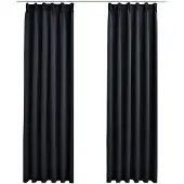 vidaXL Verdunkelungsvorhänge mit Haken 2 Stk. Schwarz 140x245cm