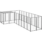 vidaXL Hundezwinger Schwarz 6,05 m² Stahl