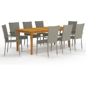 vidaXL 9-tlg. Garten-Essgruppe Grau