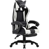 vidaXL Gaming-Stuhl mit Fußstütze Weiß und Schwarz Kunstleder