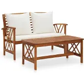 vidaXL 2-tlg. Garten-Lounge-Set mit Auflagen Massivholz Akazie