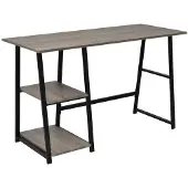 vidaXL Schreibtisch mit 2 Regalen Grau und Eiche