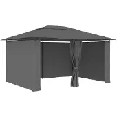 vidaXL Gartenpavillon mit Vorhängen 4 x 3 m Anthrazit