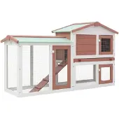 vidaXL Großer Kaninchenstall Braun und Weiß 145x45x84 cm Holz