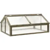 vidaXL Gewächshaus Grau 114x80x50 cm Tannenholz