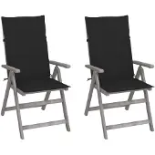 vidaXL Verstellbare Gartenstühle 2 Stk. mit Auflagen Massivholz Akazie