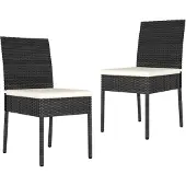 vidaXL Garten-Essstühle 2 Stk. Poly Rattan Schwarz