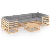 vidaXL 8-tlg. Garten-Lounge-Set mit Kissen Kiefer Massivholz