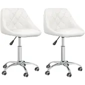 vidaXL Esszimmerstühle 2 Stk. Drehbar Weiß Kunstleder