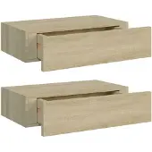 vidaXL Wandregale mit Schubladen 2 Stk. Eichen-Optik 40x23,5x10 cm MDF