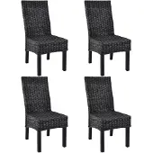 vidaXL Esszimmerstühle 4 Stk. Schwarz Kubu Rattan und Mangoholz