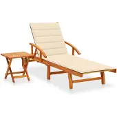 vidaXL Sonnenliege mit Tisch und Auflage Akazie Massivholz