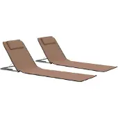 vidaXL Klappbare Strandmatte 2 Stk. Stahl und Stoff Braun