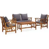 vidaXL 4-tlg. Garten-Lounge-Set mit Auflagen Massivholz Akazie