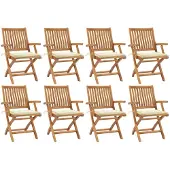 vidaXL Klappbare Gartenstühle mit Kissen 8 Stk. Massivholz Teak