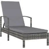 vidaXL Sonnenliege mit Armlehnen Poly Rattan Grau