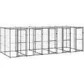 vidaXL Outdoor-Hundezwinger Stahl mit Überdachung 12,1 m²