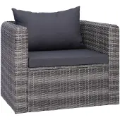 vidaXL Gartenstuhl mit Polster und Kissen Poly Rattan Grau