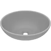vidaXL s Ovales Waschbecken Matt Hellgrau 40x33 cm Keramik