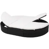 vidaXL Outdoor-Loungebett mit Kissen Poly Rattan Schwarz